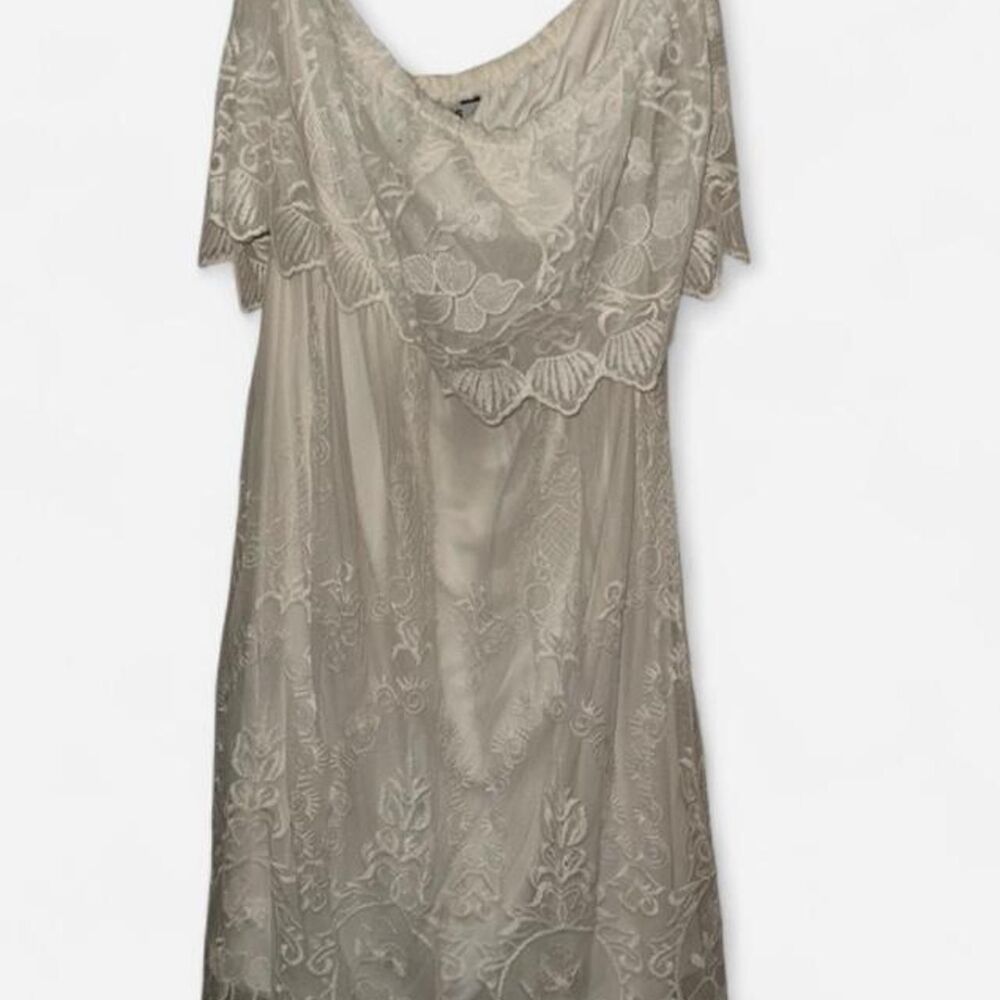 Express Women's White and Cream Dress